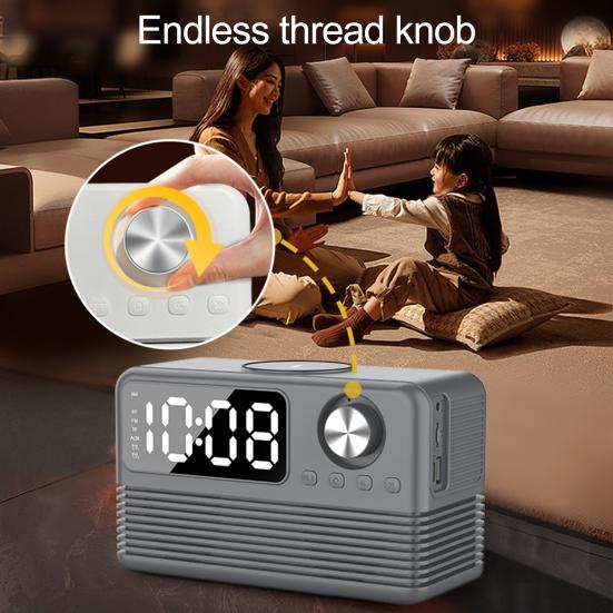 Bluetooth-совместимый динамик с быстрым беспроводным зарядным устройством 15 Вт, стабильное соединение, многофункциональная зарядная станция с будильником и радио 4 в 1