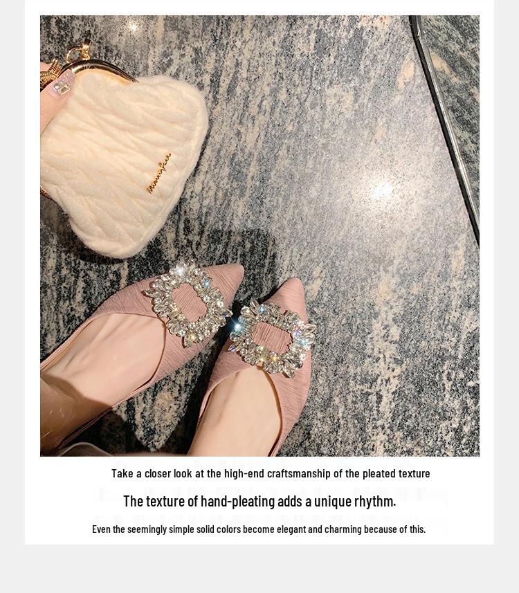 Студия Grape Mom: Весенние французские балетки с острым носком и стразами для женщин