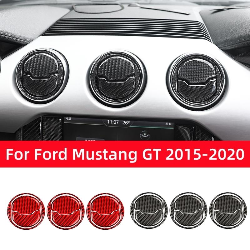 For Ford Mustang GT 2015- Accessories Carbon Fiber Car Central Dashboard Air Conditioner Outlet Vent Decoration Cover Trim
