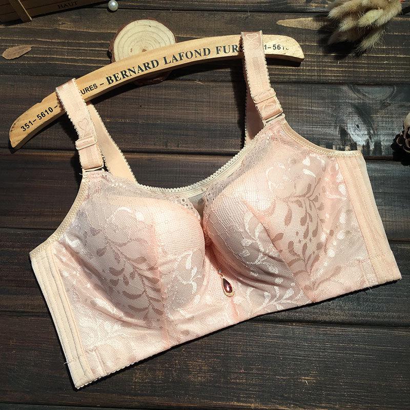 Sexy Large Size Bra Full Cup Bustier Gathered Underwear Anti-glare Thin Section To Increase The Bra