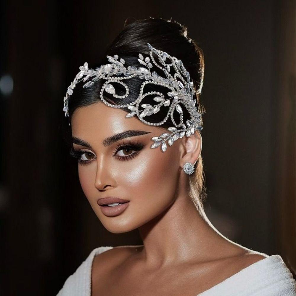 Rhinestone Wedding Hair Accessories Leaf Design Bridal Headband Bridal Headpiece For Women