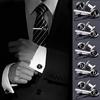 Tie Clips And Cufflinks Set, Men, Letters Print, Shirt, Cuff Links, Buttons, Fashion, Clothing, Jewelry, Lovers Gifts