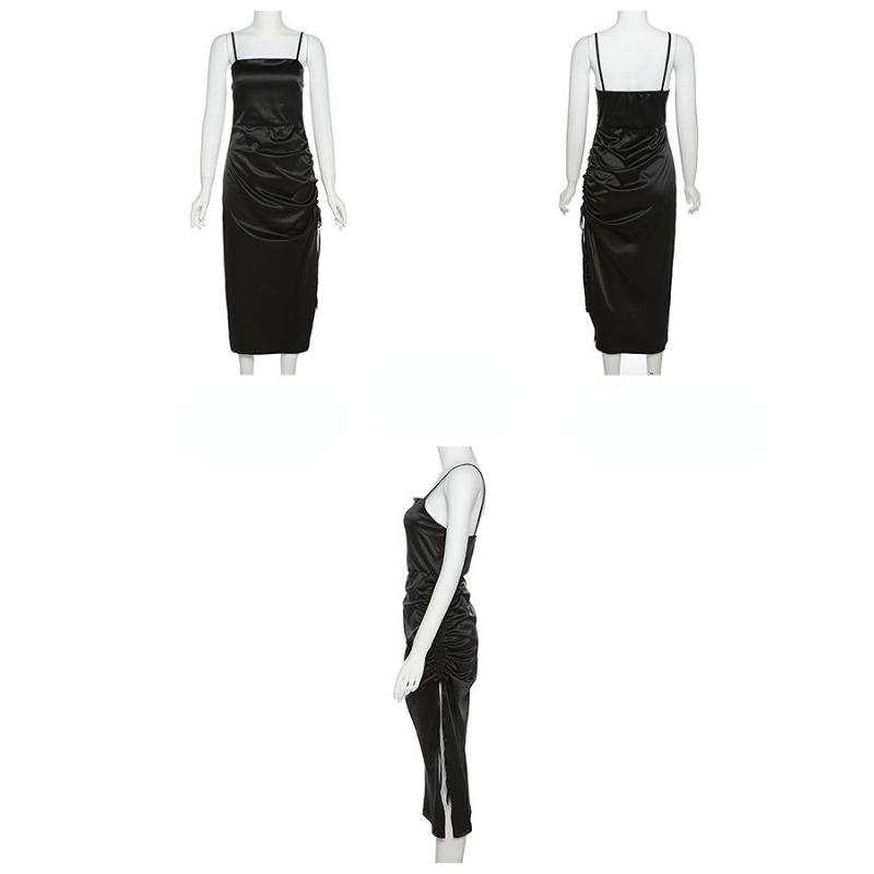 Знаменитости, открытое плиссированное облегающее платье с лямкой на бретельках для похудения, однотонное облегающее платье с копченым пакетом, платье средней длины с бедрами, плиссированное платье на шнурке