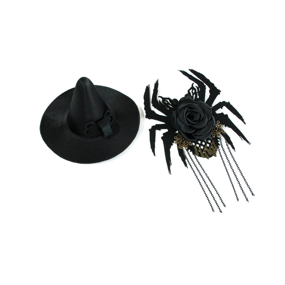 Halloween Party Spider Tassel Top Hat Hair Accessories Hairpin Goth Black Ball Annual Meeting Headgear Fj-43-1