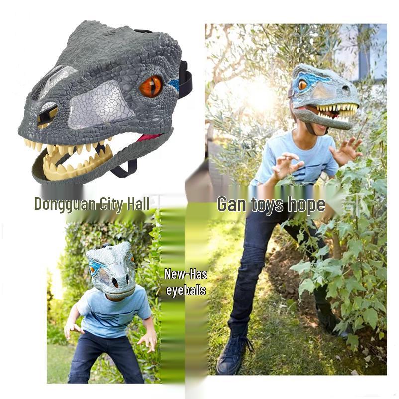 Movable-Mouth Cute Tyrannosaurus Dinosaur Mask for Halloween & Christmas