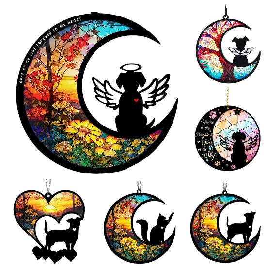 Pet Memorial Sun Catcher Dog Cat Suncatcher Pet Memorial Keepsake Stained Glass