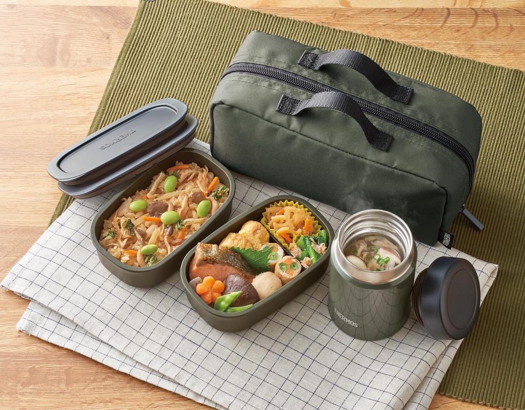 Термос с вакуумной изоляцией для супа и обеда 800 мл хаки KKI JEA-801