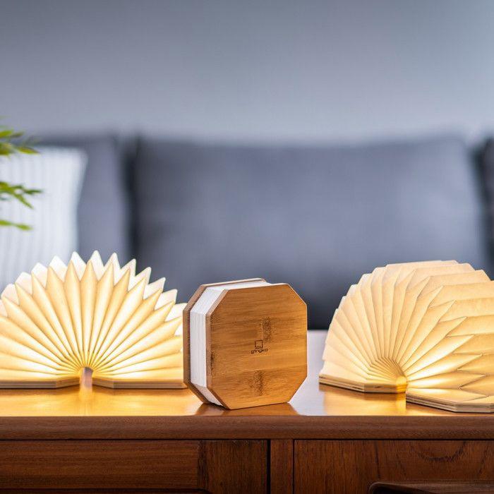 ACCORDION-Lampe à poser Bois H10cm noyer GINGKO H 10cm