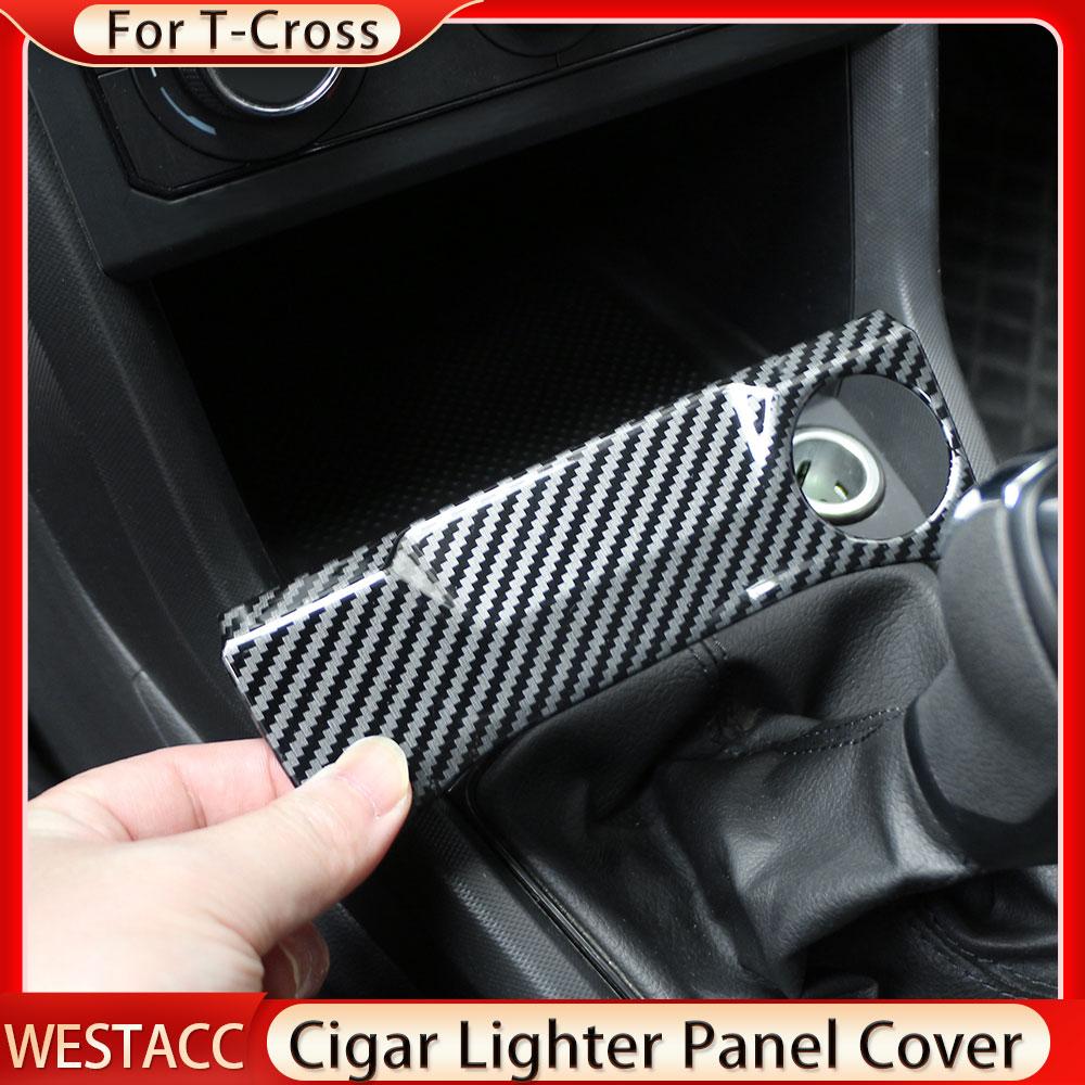 Car Center Control Cigarette Lighter Panel Trim Sticker Cover for Volkswagen VW T-cross Tcross 2018    2022 2023