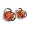 [N2235] - Cognac Amber 'Inspiration' Silver Earrings (rhodium-plated)