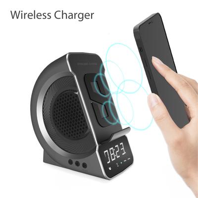 Беспроводная зарядка Bluetooth-динамик с цифровым экраном Будильник FM-радио Подставка для мобильного телефона Зарядка Многофункциональный музыкальный плеер