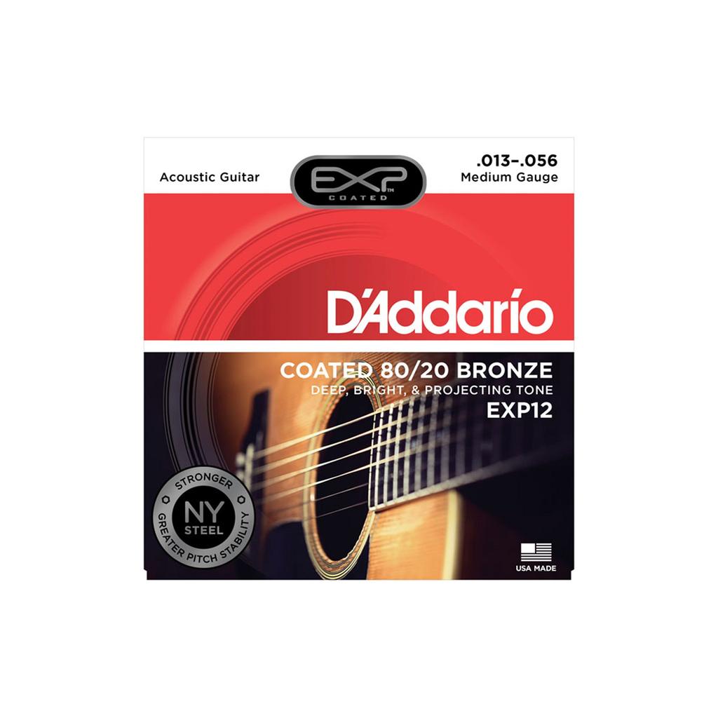 Acoustic Guitar EXP Coated EXP12 D'Addario Strings, Bronze, Medium, .013-.056,