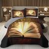 Magic Book Bedspreads Coverlet Queen Size Book Lovers Gifts Bedding Set,Book Theme Quilt Set  for Kids Teen Adults Bedroom Decor