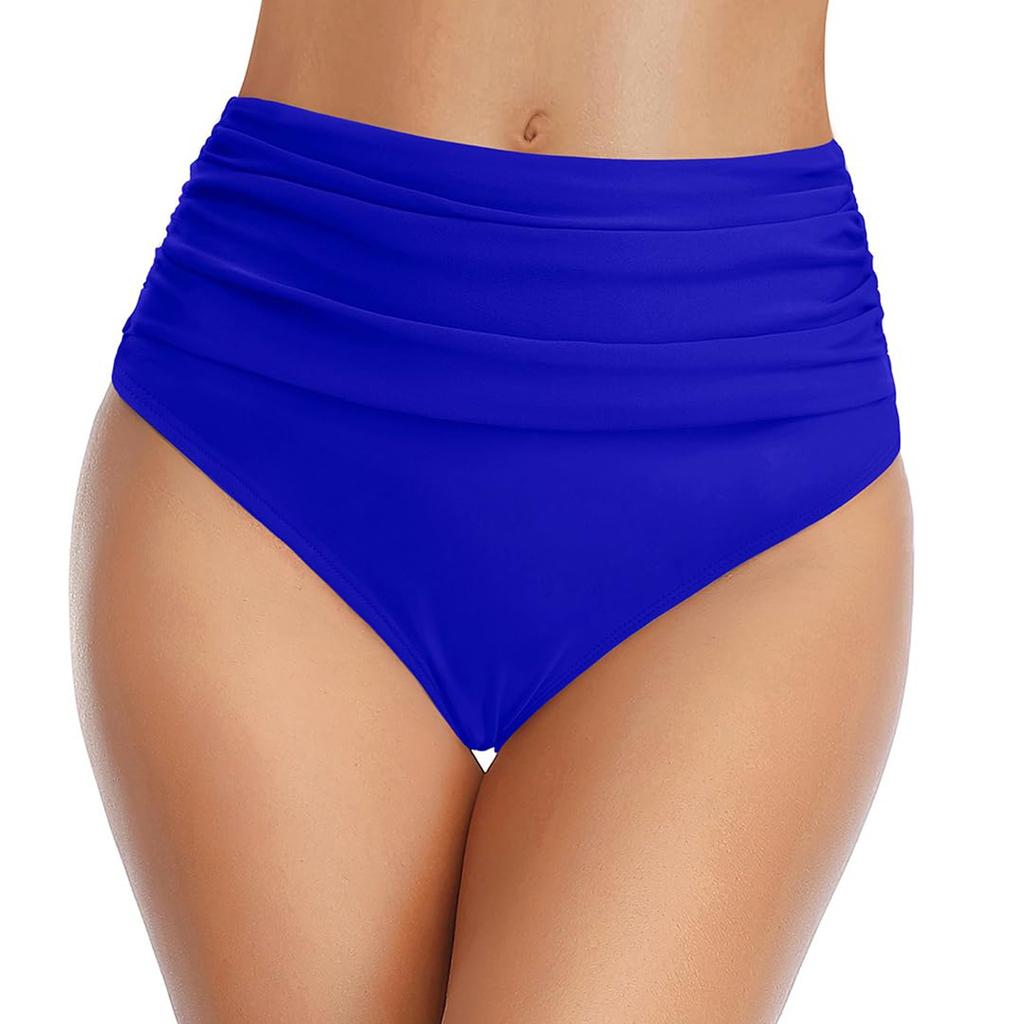 Women's Seamless Physiological High Waisted Elastic Pleated Swim Trunks