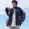 Новый мужской свитер с широкими плечами и рукавами Japanese 2025 новый ретро цветовое сочетание воротник-стойка куртка для мальчиков осень