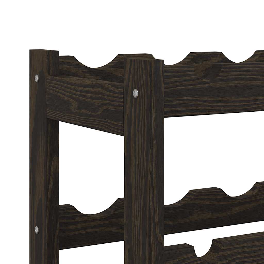 16 Bottle Wine Rack Black Solid Pine Wood