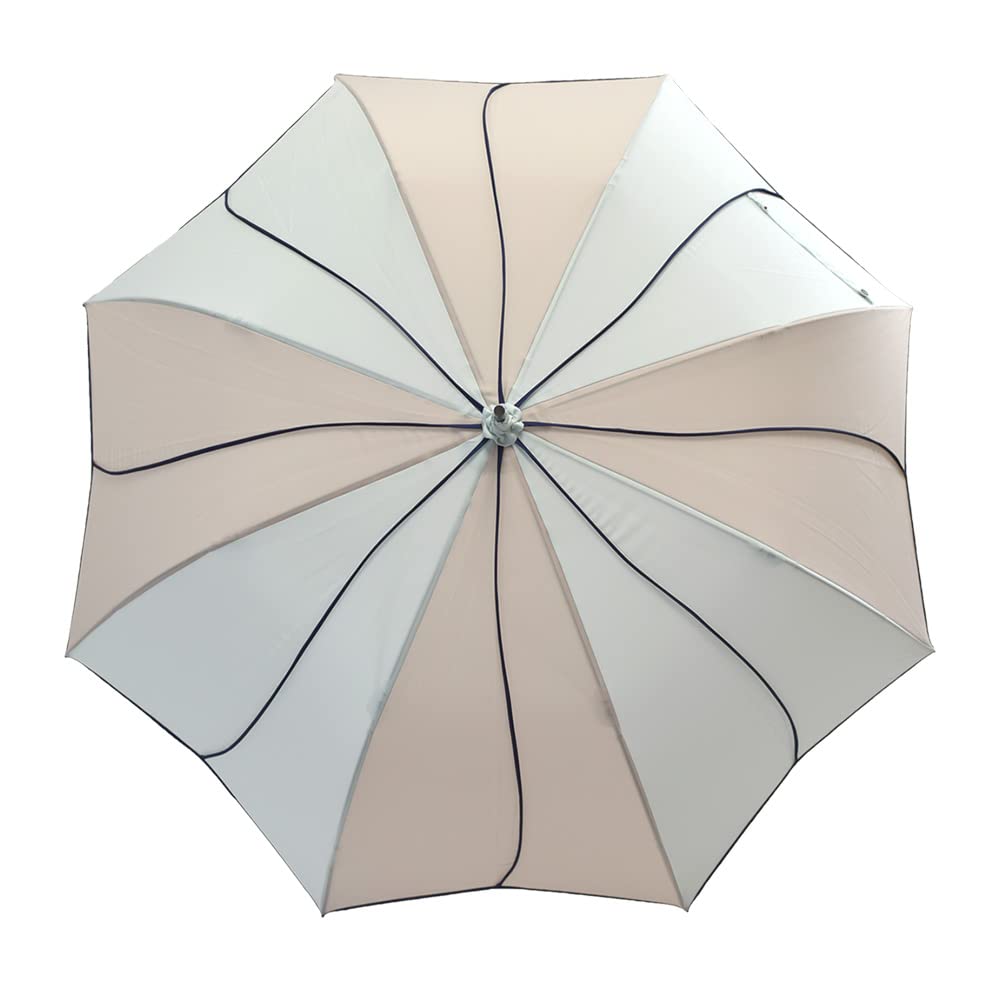 Большой цветок, длинный, труднодоступный, синий кантик x [Chinoiserie Modern] Зонт, женский, мотив, зонт, глубокий, мокрый, (Светлый мокко)