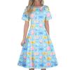 Женское повседневное модное платье с пасхальным принтом, круглое платье с коротким рукавом и талией, средней длины (с молнией)
