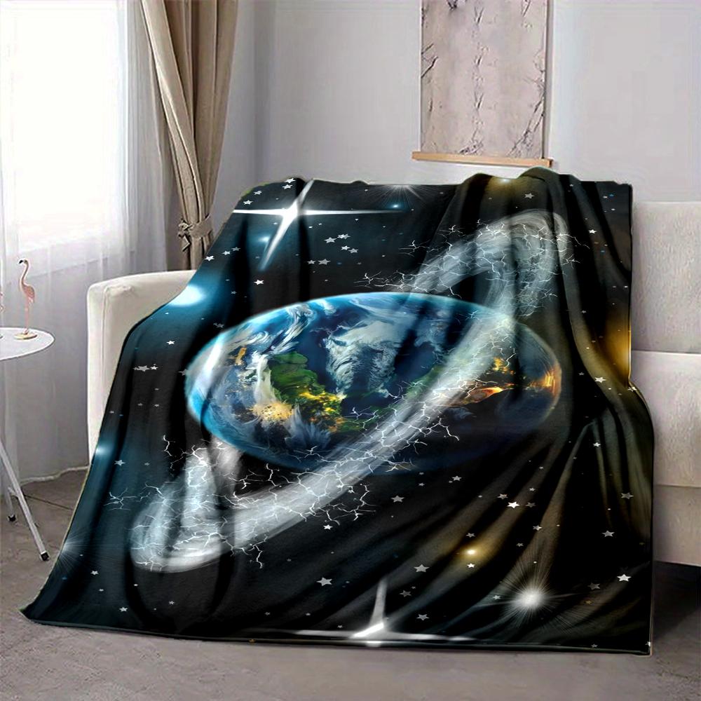 1Pc Earth Rings Space Blanket Soft And Comfortable Casual Warm Camping Travel Christmas Halloween Xmas Gift M928584