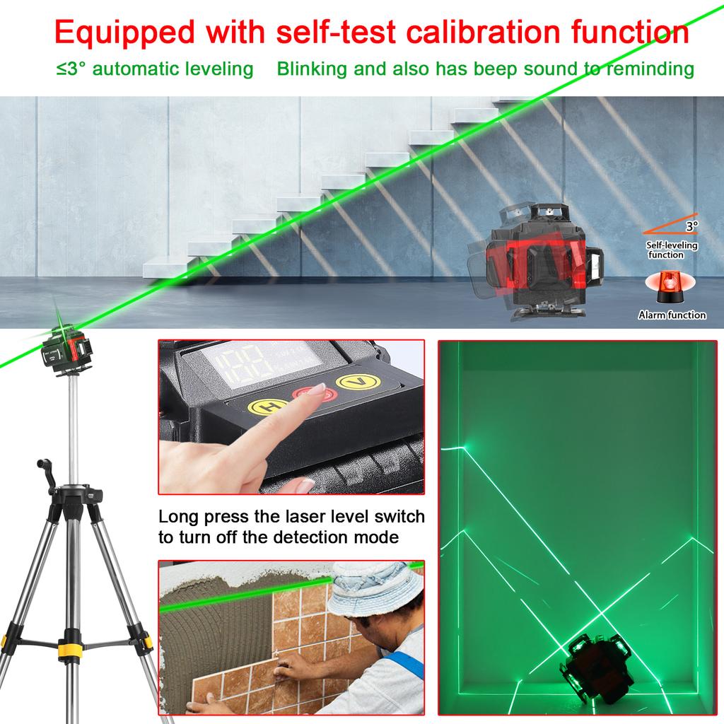 Multifunctional 16 Lines Laser Level 3 Degrees  Self-leveling Machine Rechargeable Lithium Battery Leveling