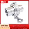 304 Stainless Steel Quick-Install Sanitary Clamp with Internal Thread and 4-Point Buckle