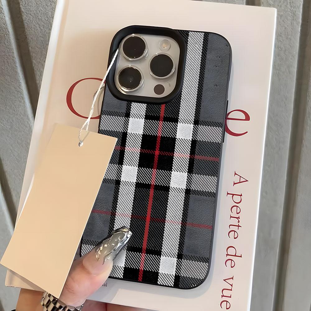 Винтажный клетчатый чехол из мягкого материала с рисунком личи для iPhone 17 16 15 14 13 12 11 Pro Max 14 15 Plus 17 Air X Xs XR, противоударный чехол