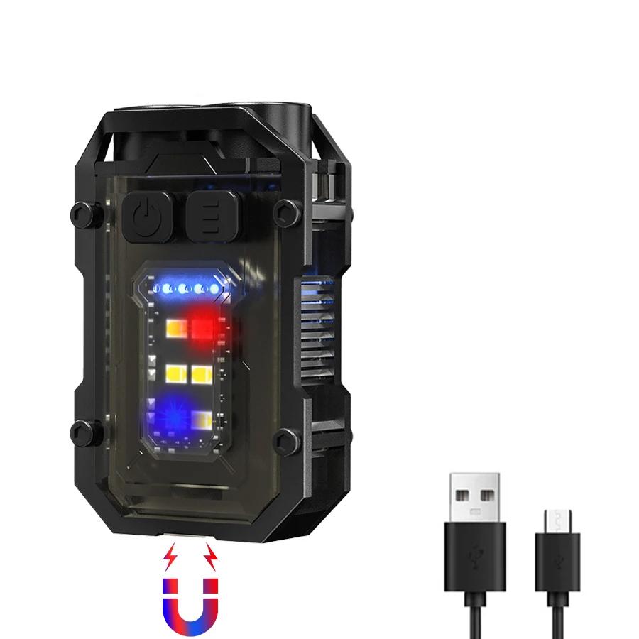 Мини-светодиодный брелок для ключей, портативный магнитный фонарик EDC, уличный фонарик для кемпинга, рыбалки, аварийной работы, шляпа, клипса, лампа с гироскопом