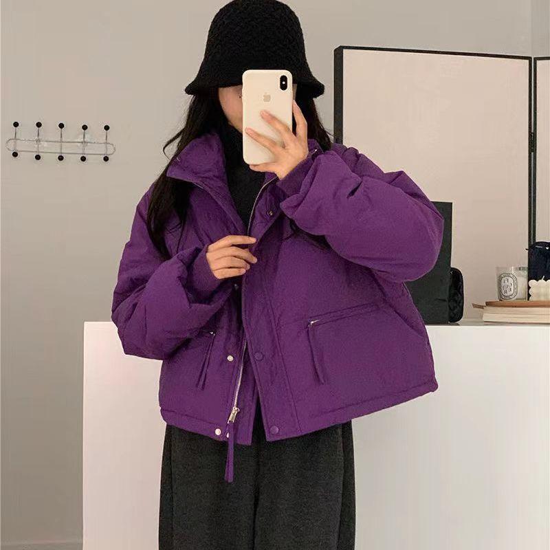 Stand Collar Women's Down Jacket Winter Korean Style White Duck Down Lightweight Bread Coat