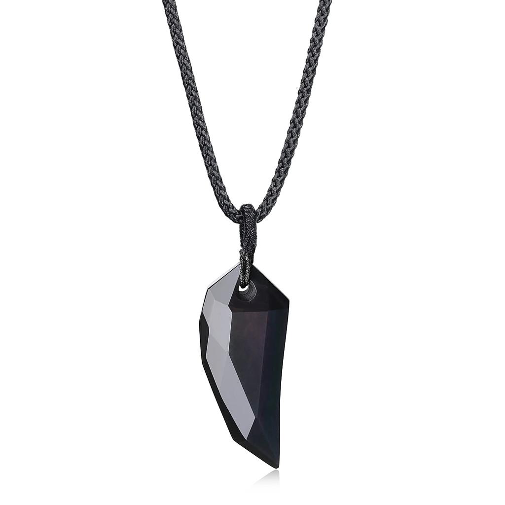 Koai Obsidian Wolf Fang Adjustable Good Luck Charm Necklace Necklace, Length, Men's, Amulet,