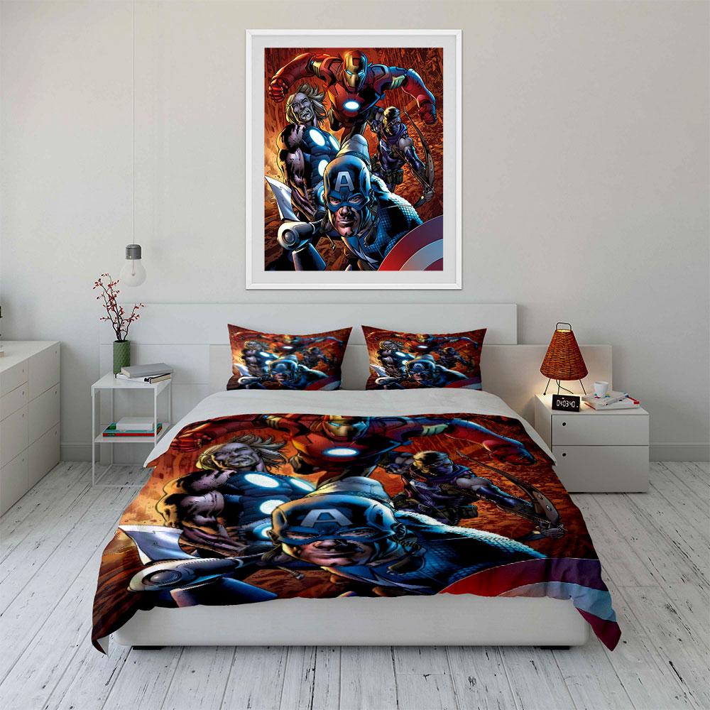 Superheroes in dynamic poses. Bedding sets Duvet cover sets Duvet covers Pillowcases(1 * Duvet Cover 2 * Pillowcases without duvet insert)