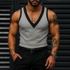 Men V Neck Sleeveless Stitching Casual Slim Tank Tops Undershirts