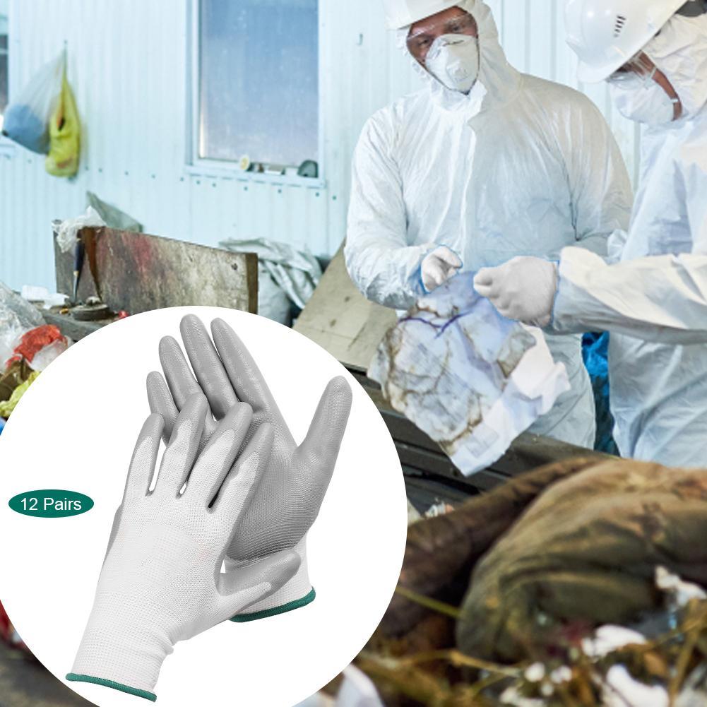 12 Pairs Professional Nitrile Gloves Wear Resistant Safety Hand Protective Work Gloves