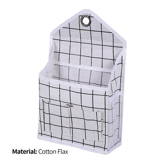 Hanging Bag Wall Mounted Large Capacity Cotton Flax Hook Design Hanging Organizer for Bathroom