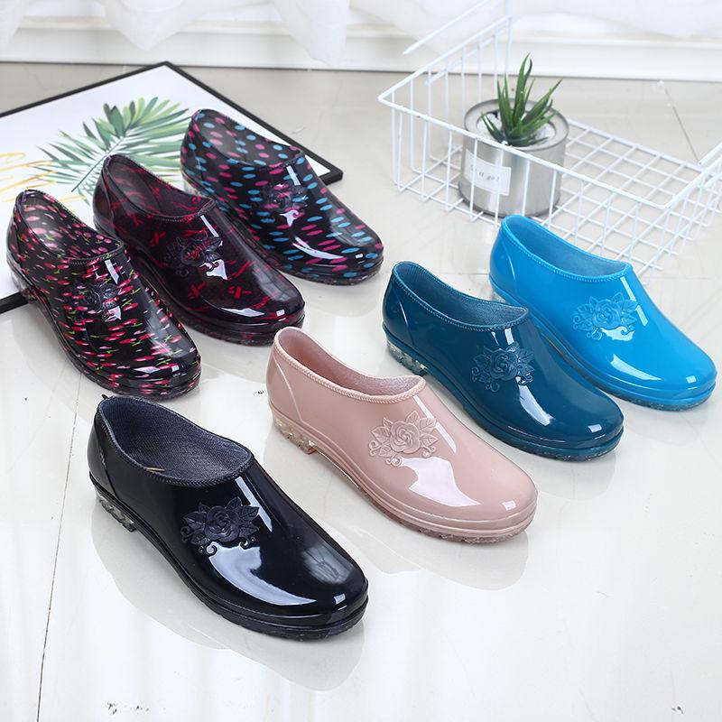 Spring and Summer Rain Shoes Women Fashion Low Help Yuanbao Water Boots Short Barrel Kitchen Non-skid Shoes Shallow Work Shoes Rubber Shoe Cove