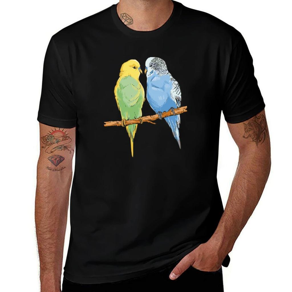 Budgie Couple Tshirt Summer Sports Quick Dry Tshirt