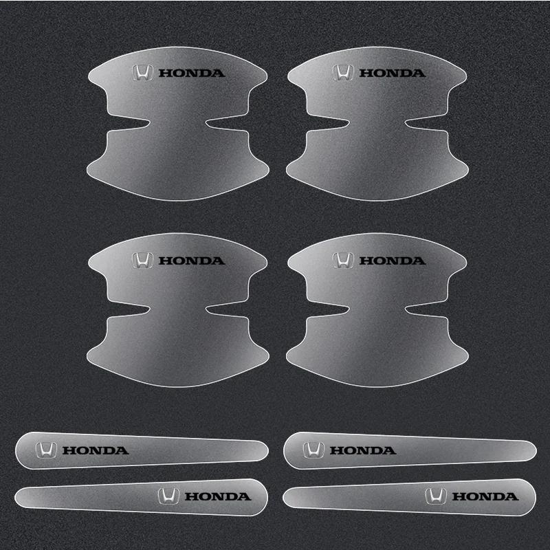 8pcs Car Door Bowl Anti-scratch Badge Clear Door Handle Sticker For Honda Accord Mugen Power Civic CRV Hrv Jazz Accessories
