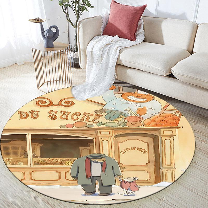 Ernest & Celestine Cartoon pattern round rug,Carpet Rug for Living Room Bedroom Playroom ,Non-slip Floor Mat,Holiday Gifts and Birthday Gifts.