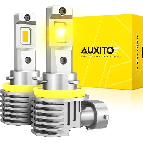 AUXITO 2024 Улучшенная светодиодная лампа H4, 1:1 Мини-размер, адаптер не требуется, 6500K Белый, Неполярные, 9003 Светодиодные противотуманные фары, Plug And Play, Упаковка из 2 шт.
