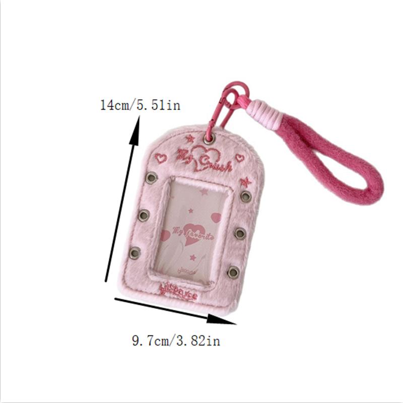 Cute Ballet-Style Ribbon Photocard Holder Plush Card Holder With Lanyard Idol Photo Storage Card Display Protective Pendant Gift