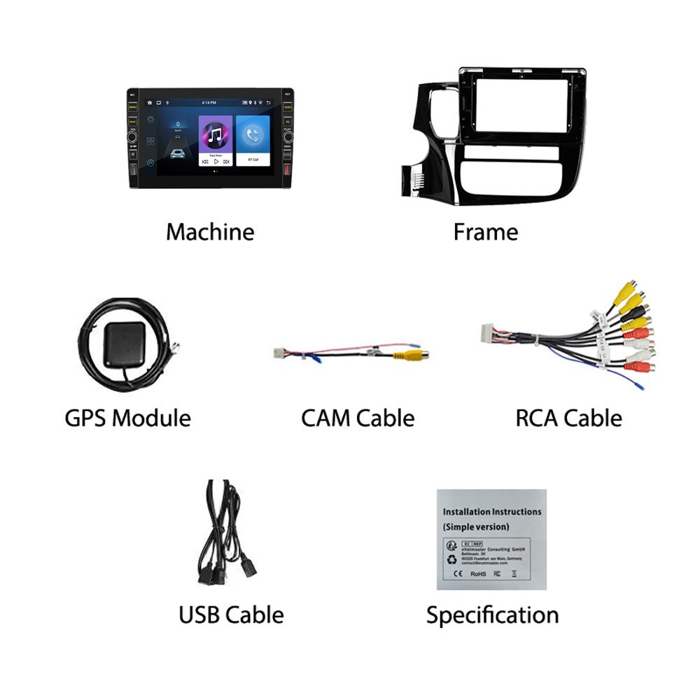 8-дюймовый автомобильный радиоприемник на базе Android, мультимедийный видеоплеер для Mitsubishi Outlander 2012-2018 с кнопкой WiFi BT 2 Din 1 + 32 ГБ