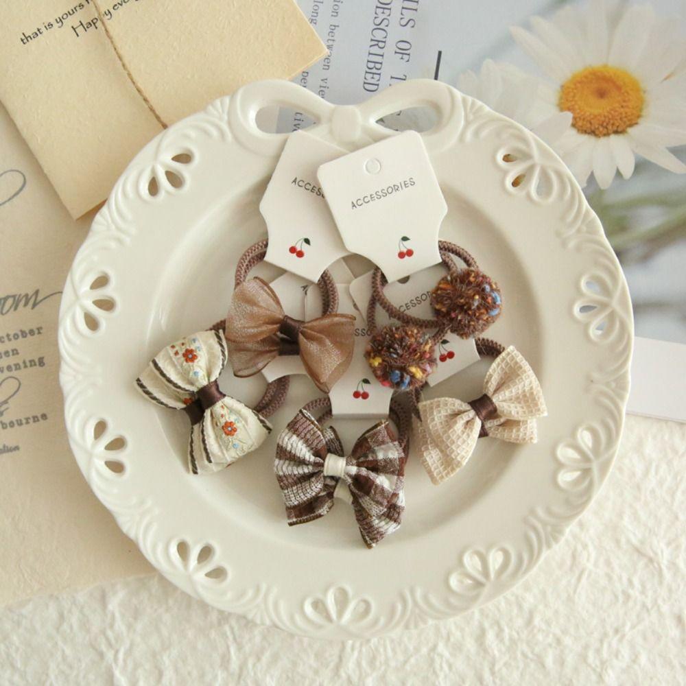 10 шт. милые эластичные резинки для детей, девочек, банты, цветочные головные уборы, резинки для волос, банты