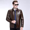 Кожаный лацкан осенне-зимняя новая плюшевая кожаная куртка для папы среднего возраста, одинарная кожаная куртка из овчины