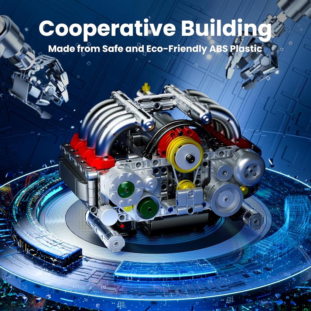 MOULD KING 10193 Техническая часть автомобиля Игрушки Моторизованный оппозитный двигатель Строительный блок Новые горизонтально-оппозитные двигательные блоки