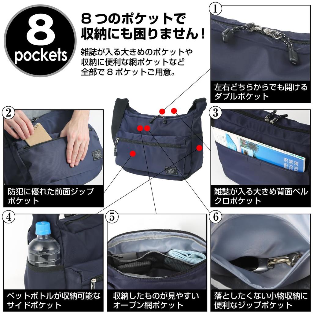 Сумка через плечо через плечо, большая, водоотталкивающая, SM2303 [BB Field], мужская, вместительная, легкая, нейлон, (черный)