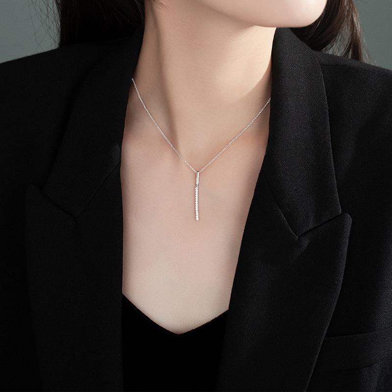 Ожерелье Banyan Tree S925 Silver Zircon Linear - элегантная вертикальная цепочка для женщин на ключицу