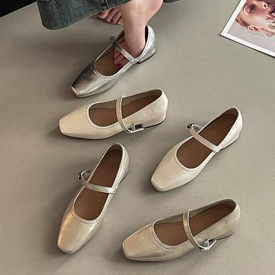 Модные туфли-лодочки с пряжкой, квадратным носком и толстым каблуком, женские летние нишевые французские туфли на высоком каблуке Мэри Джейн