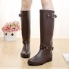 Женские модные резиновые сапоги с высоким голенищем, резиновые галоши из ПВХ, дизайнерские водонепроницаемые садовые рабочие сапоги на молнии, Botas Lluvia Mujer