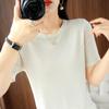 Женская вязаная футболка MODERN NEW SAGA, летняя вязаная рубашка, футболки с короткими рукавами, пуловер с круглым вырезом, вязаные топы