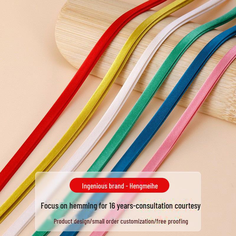 Hengmeihe Satin Cheongsam Hemming Strip, 0.6cm Non-Iron Fabric Piping Ribbon, Clothing Accessory.