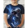 Boys' T-Shirt Realistic 3D Dinosaur Printed Children's Short Sleeved Summer Casual T-Shirt Tops Loose Tees Children's Clothing